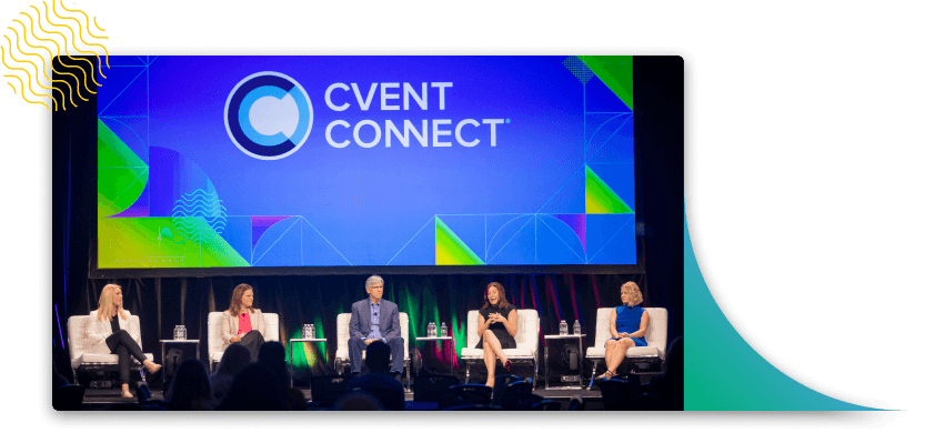 Cvent CONNECT speakers sitting on stage